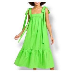 Christopher John Rogers X Target Dress Bright Green High Low Tie Bow Detail